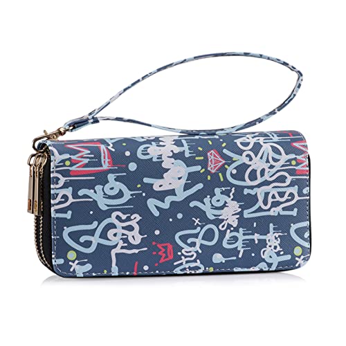 Image of XEYOU Double Zipper Long Clutch Wallet Cellphone Wallet for Women with Removable Wristlet Strap for Credit Card, Cash, Coin, Bill