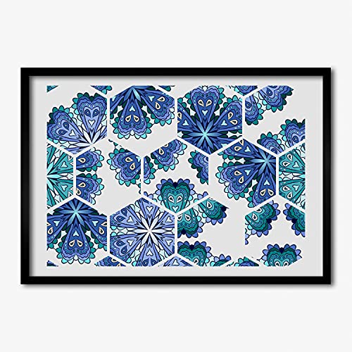 Tableau peinture Mandala Tulup cadre moderne 70x50 pour décorer le mur du salon