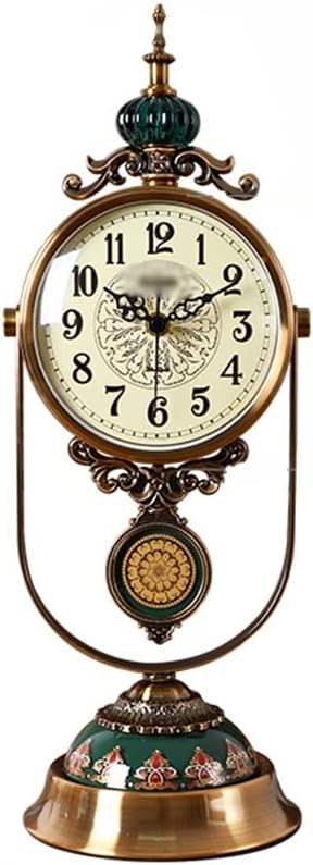 FMURY Ceramic Swing European Retro Clock, Living Room, Household Table Top Clock, Ornament, Bedroom Clock, Table Top