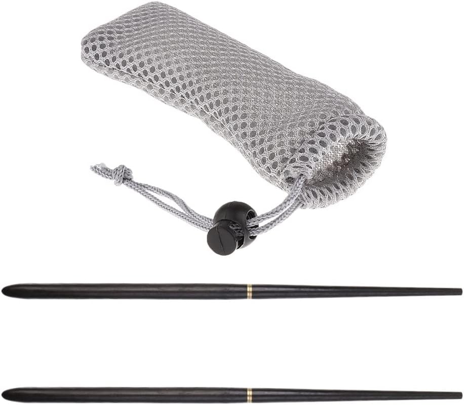 1 Pair Travel Wood Chopsticks Foldable Outdoor Tableware With Pouch Non-slip Household Kitchen