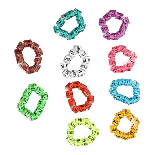 Parliky 100pcs Leg Bands Bird Foot Rings Aluminum Plastic Easy to Apply Remove Random Color