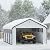 12x20 Metal Carport, Heavy Duty 2-Car Carport Canopy, CarPorts with Removable Polyethylene Sidewalls, Galvanized Steel Roof Car Tent Garage