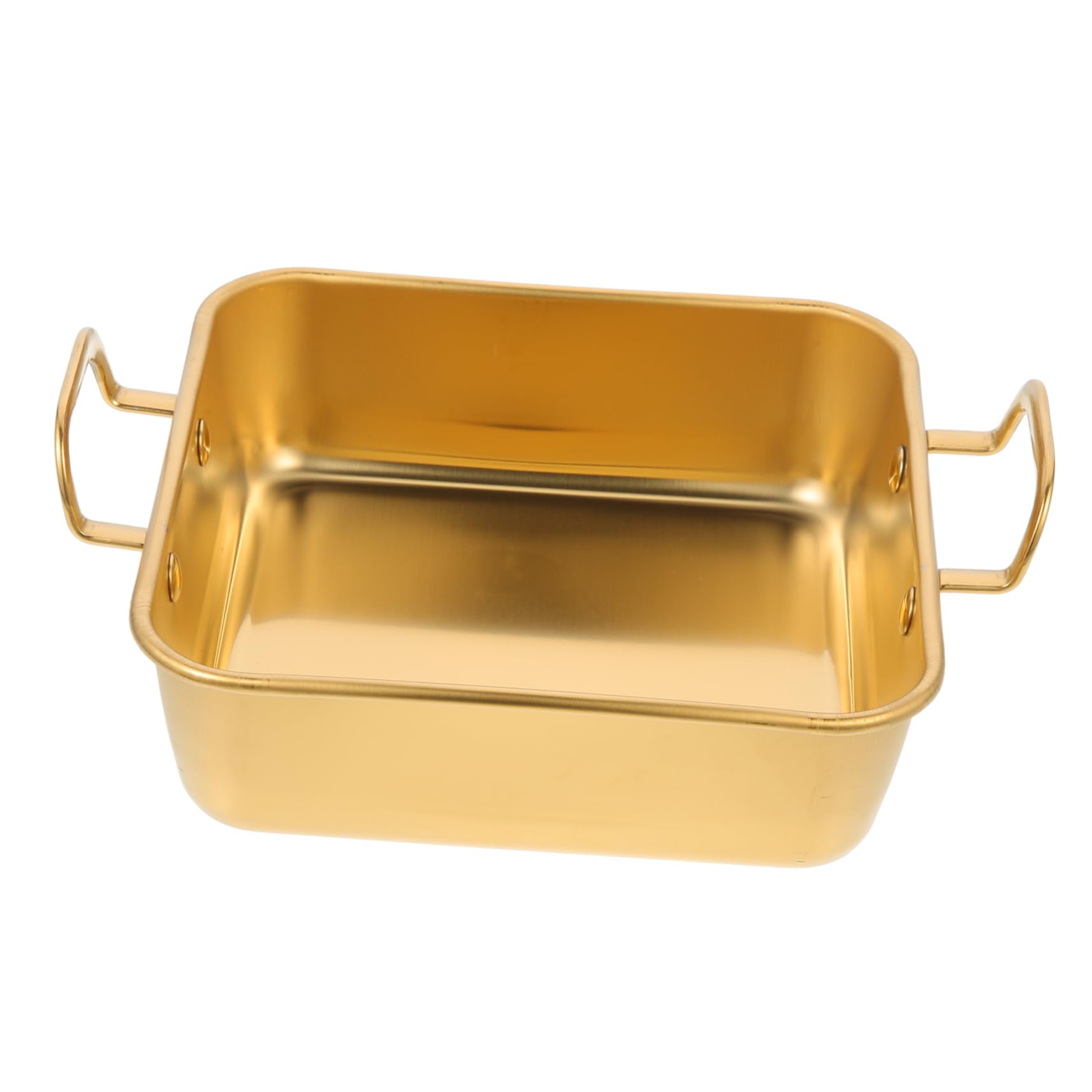 KICHOUSE Diy Cake Tray Double Handles Nonstick Stainless Steel Baking Pan 15cm Snack Pan for Parties