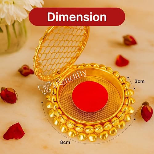 Image of Trendifly Golden Metal Ghungroo Round Gold Silver Coin Cash Shagun Box | Decorative Ring Coin Sikka Storage Box | Wedding Pooja Baby Shower Rakhi Shagun Return Gifts