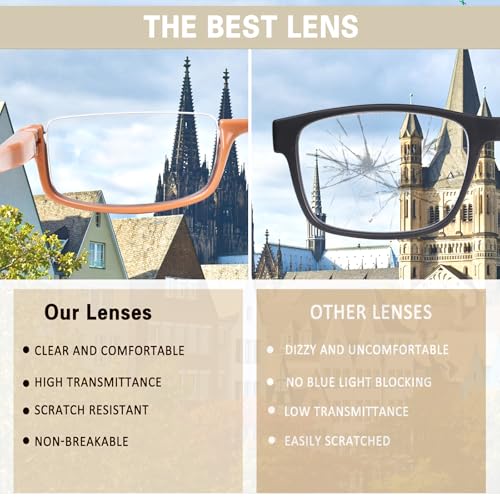 Image of Henotin 4 Pair Reading Glasses for Women Men Readers Half Moon Frame Blue Light Blocking Spring Hinge Eyeglasses (Mixed Color, 3.50, x)
