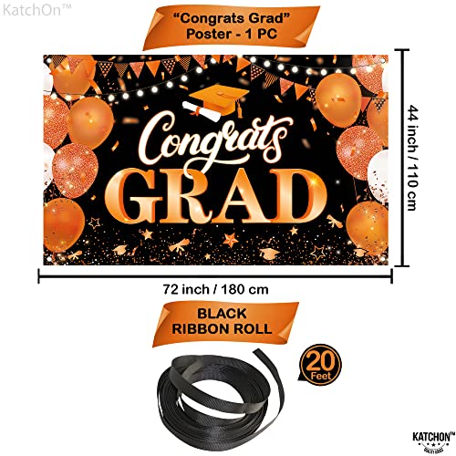 Image of KatchOn, XtraLarge Congrats Grad Banner - 72x44 Inch, Congratulations Banner | Graduation Backdrop Class of 2026, Orange and Black Graduation Decorations 2026 for Grad Party Decorations