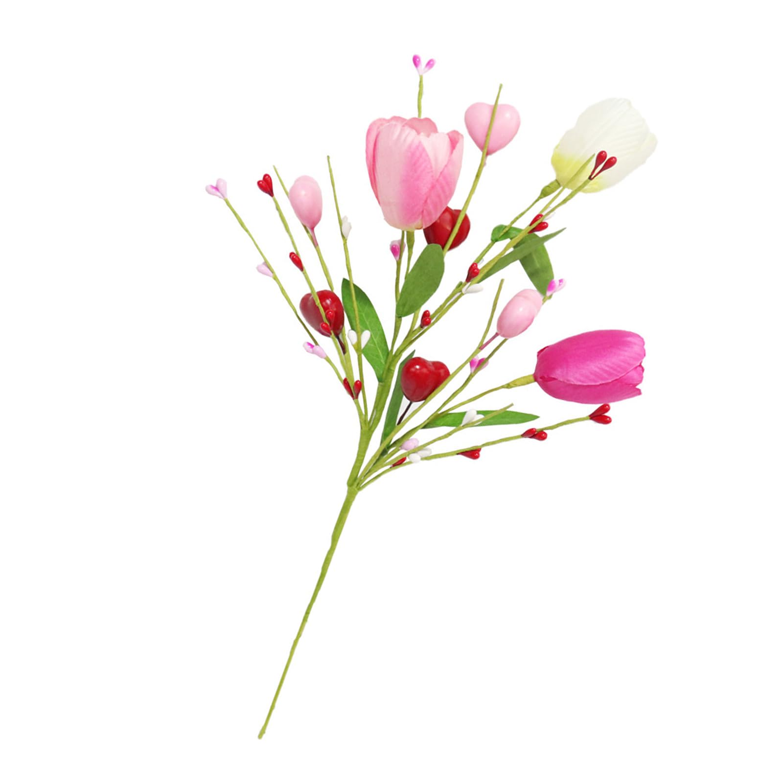 TFAOYS Valentine ’ s Day Pick Artificial Flower Faux Tulips for Living Room Decoration Elegant Florals Arrangement Sprays Branches Wedding Centerpieces