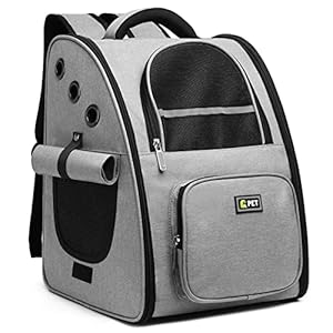 ALLSOPETS Transportin Gato Mochilas para Perro Plegable Bolsa de Transporte para Mascota Transpirable Viaje Mochila para Gatos y Perros Pequeño Carga Máxima 6.5 KG Gris A