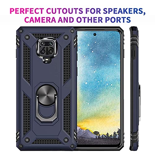 Image of DR VAKUHybrid Ring Armor Back Cover for Redmi Note 9 Pro Max Tough Armor Bumper Case with 360 Metal Rotating Kickstand Ring Holder - Blue