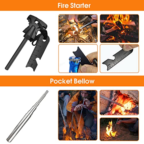 Survival Kit 13 in 1, Professionelles Notfall Survival Kit mit Klappmesser, Taschenlampe, Survival Ausrüstung für Outdoor Camping, Abenteuer, Wandern, Jagen, Angeln, Männer, Väter – Bild 6