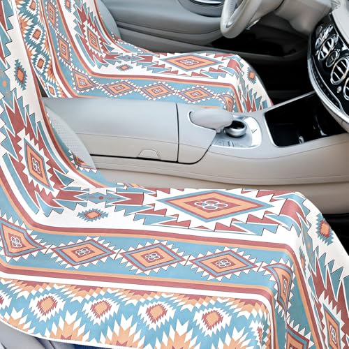 Image of Hahafelt 2 Pack Car Seat Towel Cover with Storage Bag, Tuscon Aztec | 63 x 32 in Car Towel Seat Cover Non Slip Waterproof, Gym Workout Swimming Running, Machine Washable Sweat Absorbent Protector