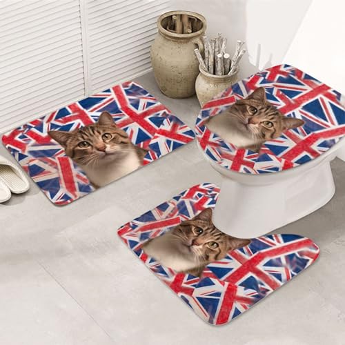Tapis de bain antidérapants drapeau britannique et housse WC OUSIKA - 2