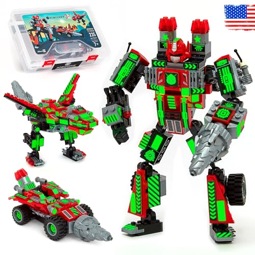 JITTERYGIT Mech Building Robot Glow in The Dark Action Figure Toy Set, Cool Space Super Hero Christmas Birthday Gift, Best Xmas Holiday Present Bricks for Boys, Girls, Teen 6 7 8 9 10 Year Old