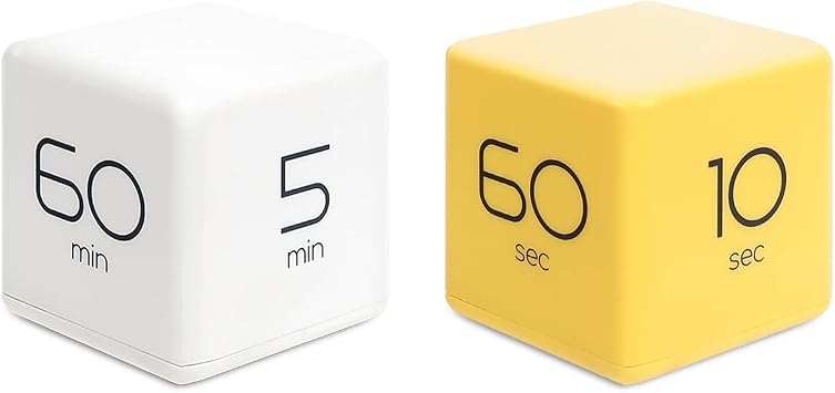 Mooas Cube Timer Yellow 10,20,30 and 60 Minutes & White 5,15,30 and 60 Minutes Bundle, Timer for Studying, Cooking and Workout, Kids Timer...