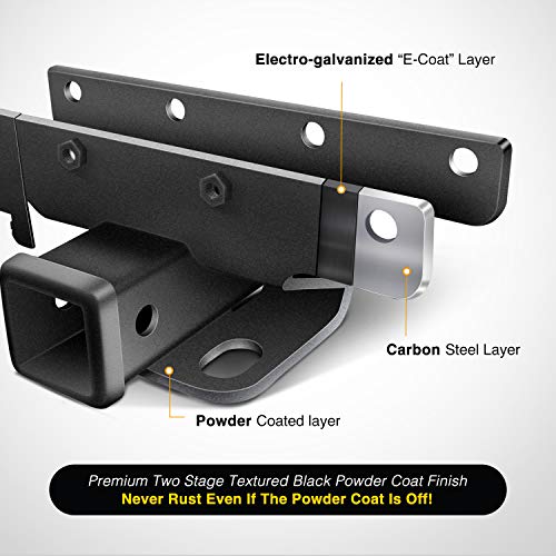 Image of Nilight 2 Inch Rear Bumper Tow Trailer Hitch Receiver Kit Compatible for 2018 2019 2020 2021 2022 2023 2024 2025 Wrangler JL JLU 4 Door and 2 Door Unlimited (Exclude JK Models) (Pack of 3)