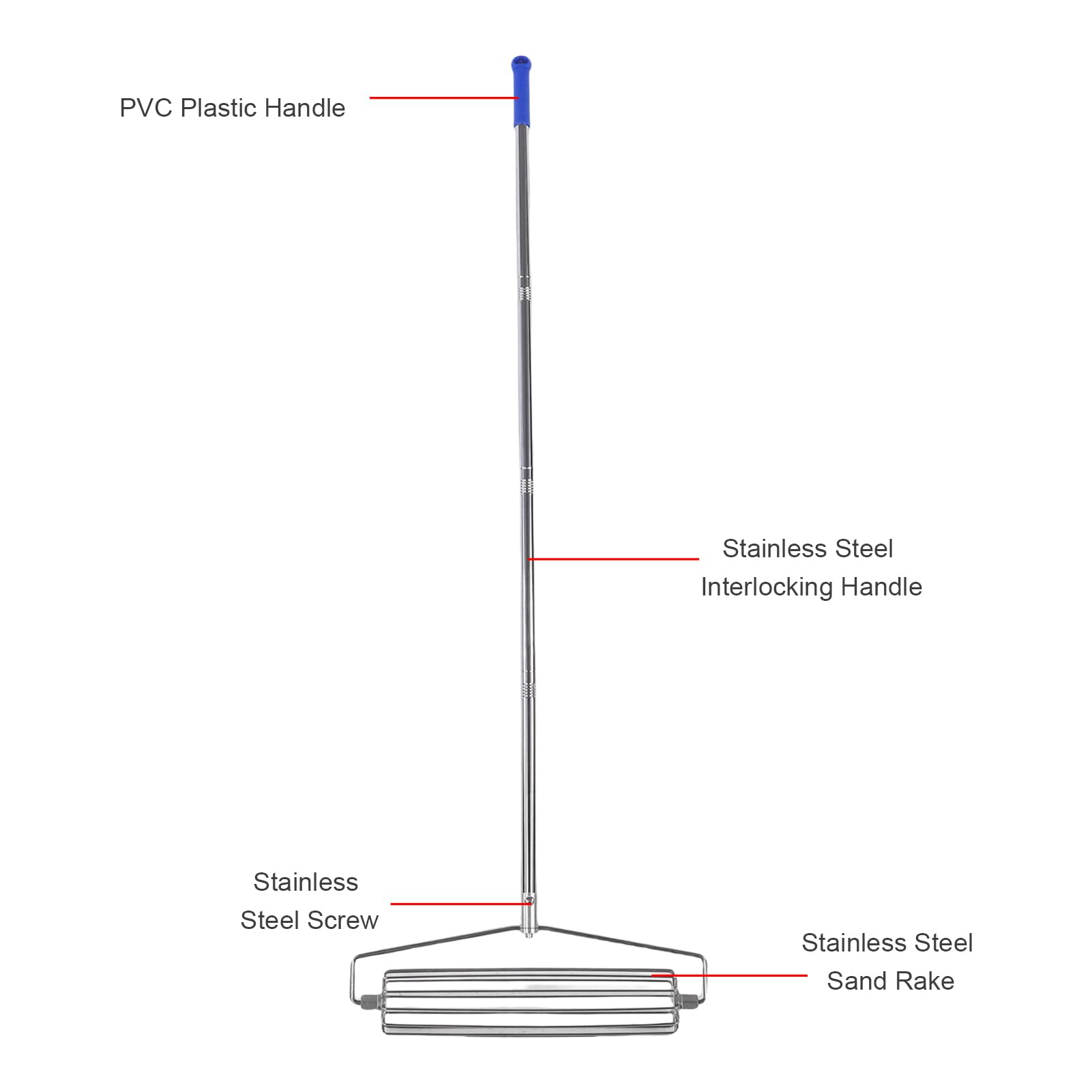 Rodillo de Rastrillo con Trampa de Duradero para Tareas de Nivelación de , Rastrillo de de Fácil Montaje para Atletas, Plástico PVC de 42,82 Oz