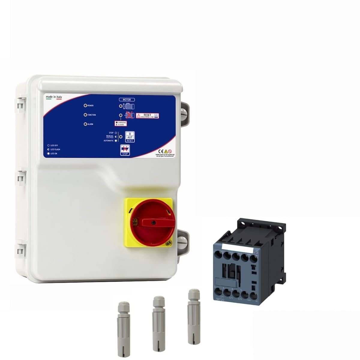 QUADRO COMANDO PER POMPA SOMMERSA POZZO, ACQUE REFLUE SALVAMOTORE SONDE 230 400 (V230+Contattore+Sonde Monofase)