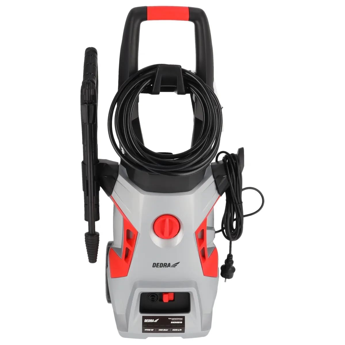 Dedra 1700 W, 120/180 Bar, 420 l/h, Bomba de Aluminio, depósito de detergente Integrado, Apagado automático, Manguera Larga y Flexible de 6 m
