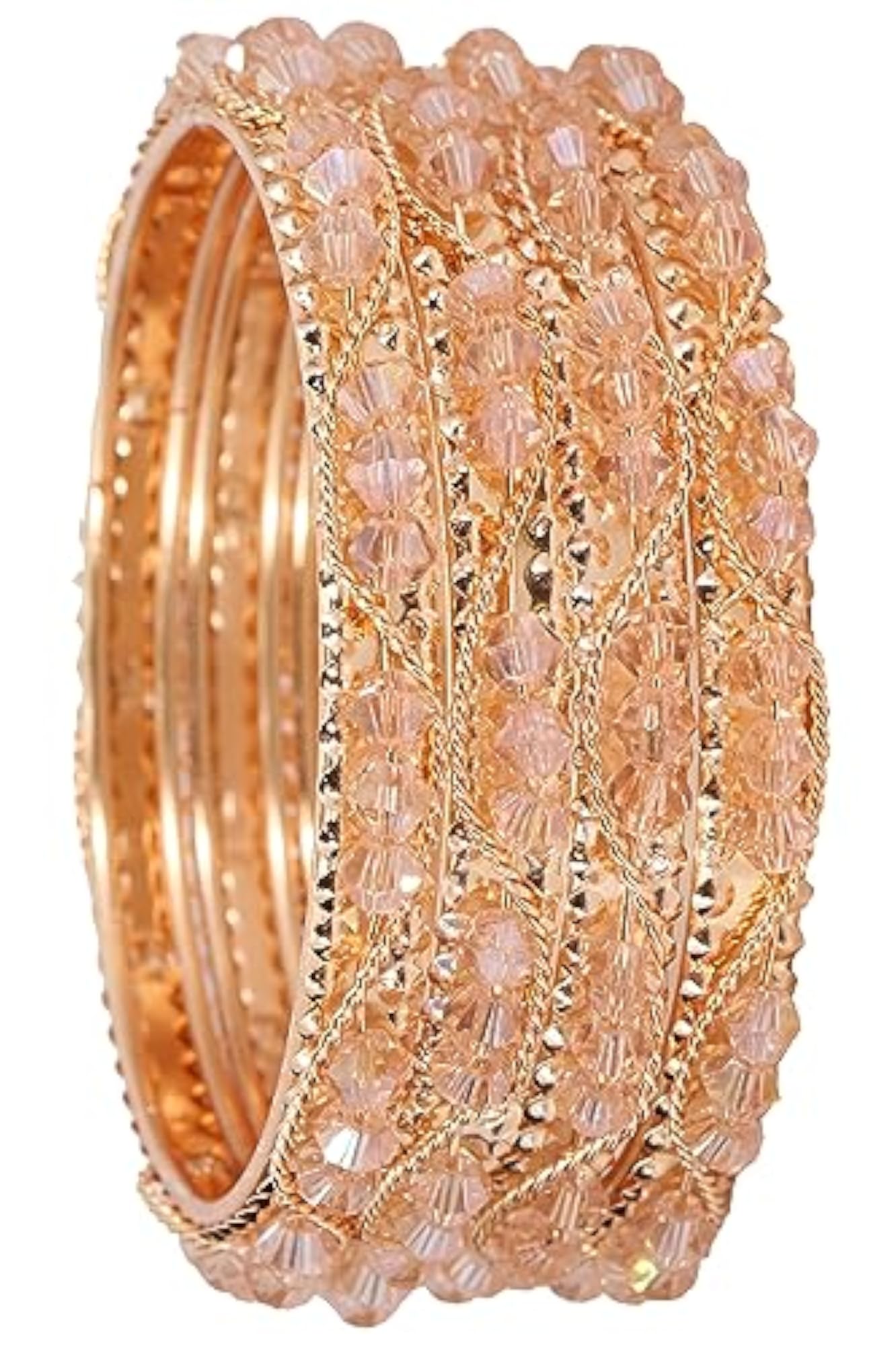 Alloy Metal Bangles Set with Pearls and Chain Bracelet