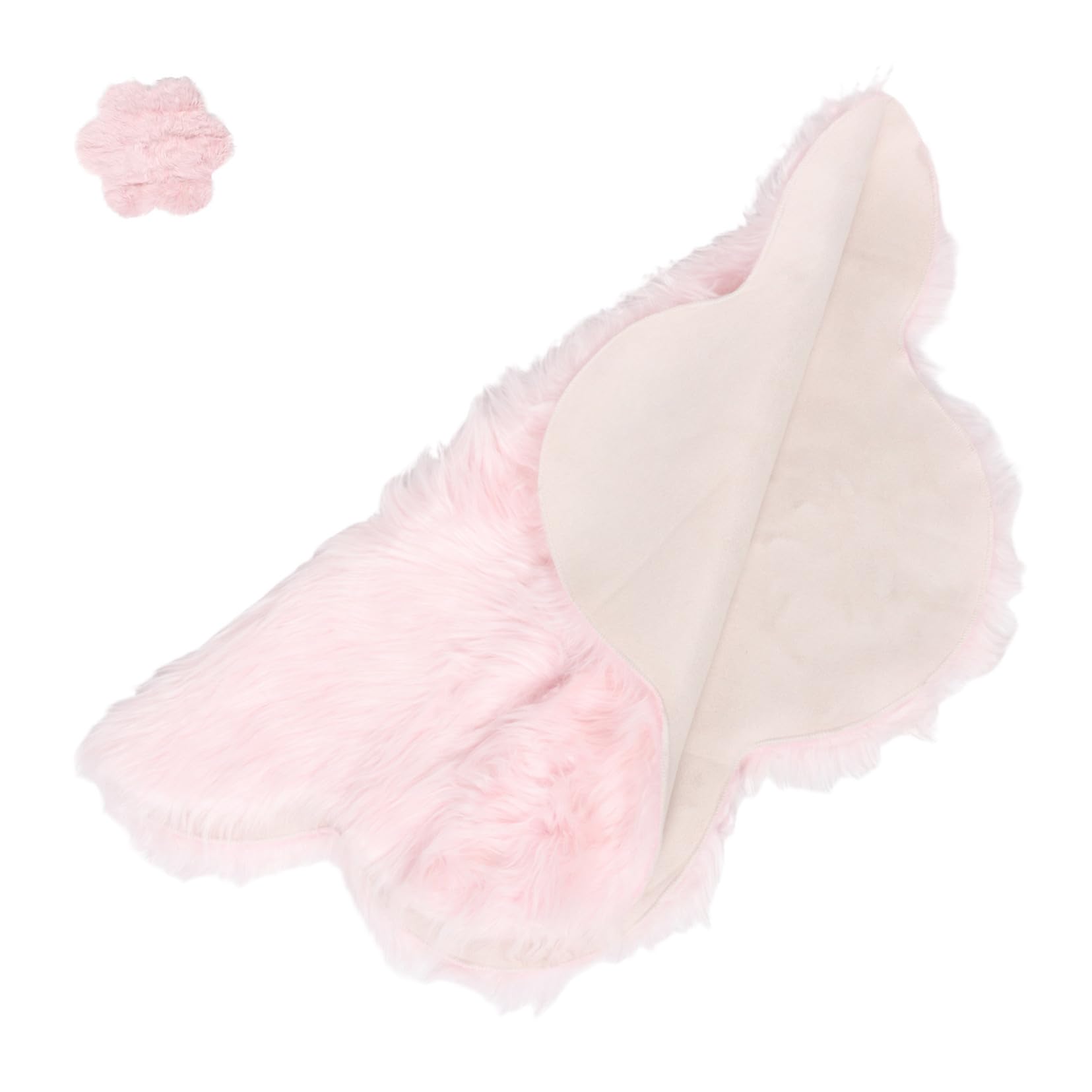 Tapis doux et moelleux fleur rose protection froid pour descente de lit