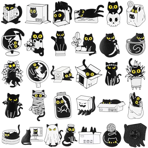 Image of Landical 30 /60 Pcs Cute Enamel Pins Bulk Plant Flower Animal Halloween Gothic Fall Pumpkin Cartoon Lapel Pin Brooches Jewelry Gift for Backpack Clothes Hats Accessories