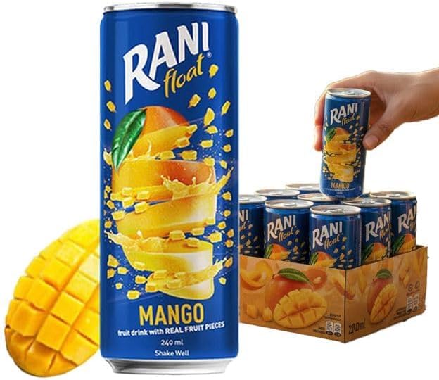 Anjoman Rani Float Mango Drink with Real Fruit Chunks 235ml (Pack of 12) | Tropical Mango Juice Beverage | Refreshing Soft Drink