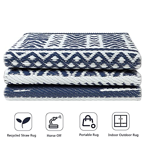Ivalue Reversible Rug Indoor Outdoor Recycled Plastic Straw Patio Rug