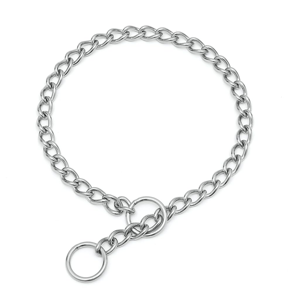 Dog Chain Collar, Stainless Steel Slip Chain Dog Collars For Large Dogs Heavy Duty Training Metal Martingale Collar For Big Breed Dogs Boys Girls, Silver L