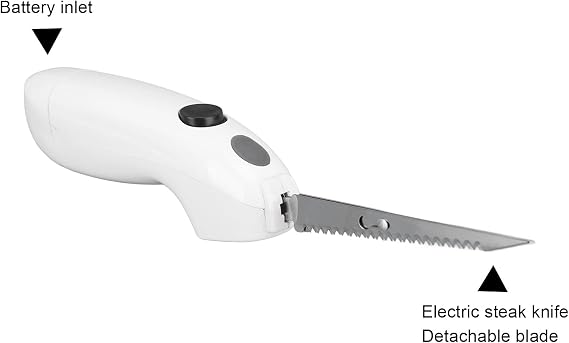 Cordless Electric Knife - Electric Knife for Carving Meat, Steak, Fish, Poultry, Bread, Vegetables with Serrated Stainless Steel Blades & Ergonomic Handle, Battery Powered