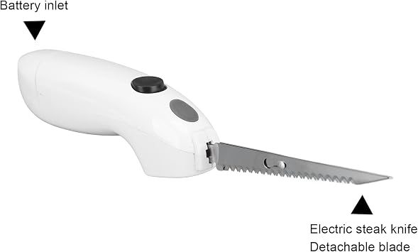 Cordless Electric Knife - Electric Knife for Carving Meat, Steak, Fish, Poultry, Bread, Vegetables with Serrated Stainless Steel Blades & Ergonomic Handle, Battery Powered