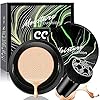 firstfly Mushroom Head Air Cushion CC Cream, Concealer Lasting Moisturizing Pigment CC Liquid Foundation, Matte Even Skin Tone Nude Makeup Base Primer Cushion Foundation CC Cream (Natural)