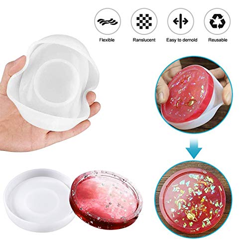 PHOGARY Silicone Resin Molds, 4Pack Resin Coaster Molds for Resin Casting, Epoxy Resin Mold, Square Round Oval Resin Mold, Large Silicone Molds for DIY Craft Jewelry Dish