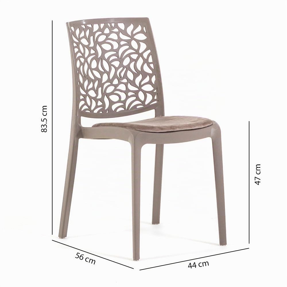 SIEDITI FUORI E DENTRO Sedie in polipropilene con fibra di vetro con cuscino di seduta, impilabili per interno, cucina o sala da pranzo, design moderno - Anna Soft (6, Tortora/Tortora)