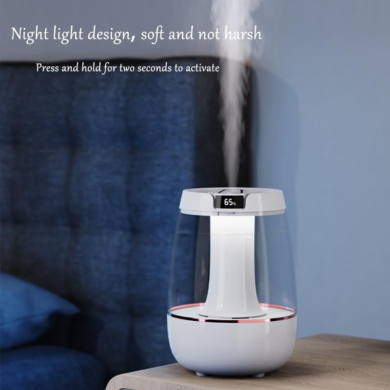 Miniatura 6 de Humidificador para dormitorio, humidificador de niebla fría de 3 litros, humidificación silenciosa de doble boquilla con una luz nocturna relajante.