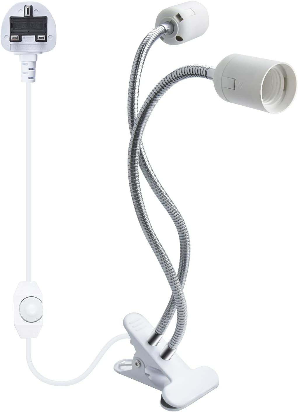 Bonlux Clip On Light Bulb Holder E27 Double Clip Desk Lamp Holder with