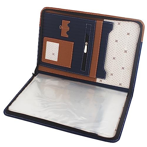 Image of Professional PU Leather Multipurpose B4 Size Front Zip Lock Design Document Holder 20 Leafs Zipper File Folder Organizer for Certificates, Marksheets, Degrees, Interview Portfolio (Brown)