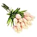 yunshuoa 30pcs Artificial Tulip Bouquets DIY Artificial Silk Handmade Flowers Suitable for Home Room Decoration Wedding Party Decoration (Champagne)