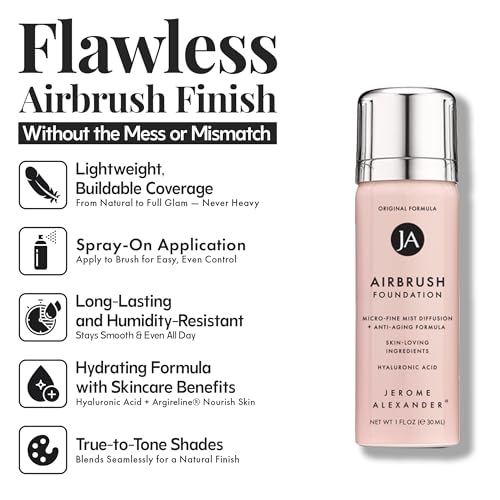 Jerome Alexander MagicMinerals Mini AirBrush Foundation - Travel Size (1FL Oz) Spray Foundation Makeup for Glow - Flawless & Anti Aging Formula Full Coverage Foundation with Sponge - Light Medium - Image 2