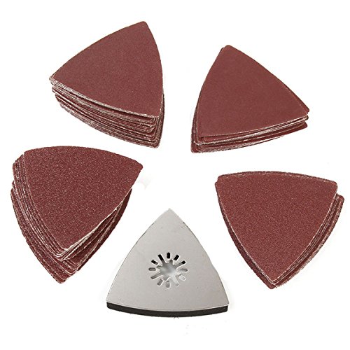 100Pcs 80Mm 60-240 Grit Sandpaper With Sanding Pad For Bosch Fein Oscillating Multitool