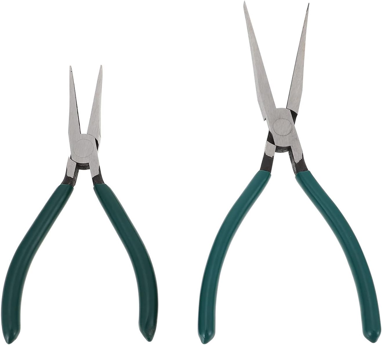 2pcs Long Reach Pliers Warp Knitting Machine Needle Clamp Thin Flat Nose Concave Round Nose Pliers Set