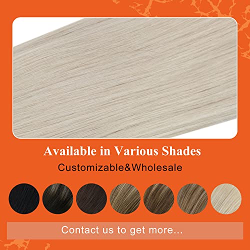 Image of Full Shine Tape in Hair Extensions 12Inch Seamless Tape in Extensions Color 1000 White Blonde Soft Remy Skin Weft Invisible Human Hair Extension for Women 20 Pcs 30 Gram Natural