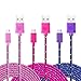 Micro USB Cord 10ft, 3-Pack Boxeroo Premium High Speed Nylon Braided Cable Charging/Sync Data Durable for Samsung Galaxy, HTC ,LG, Nokia, Sony, and Other Tablet Smartphone (Rose,Pink,Purple)