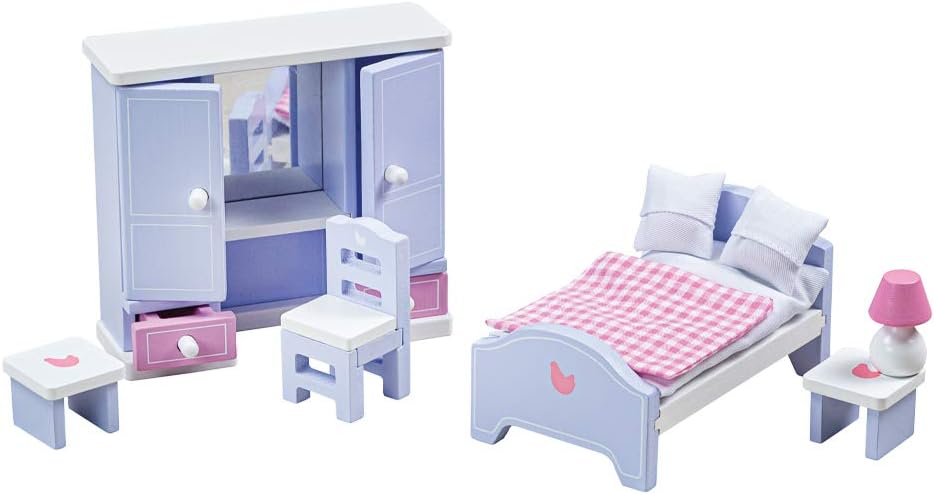 Tidlo Wooden Doll's House Bedroom Furniture Set