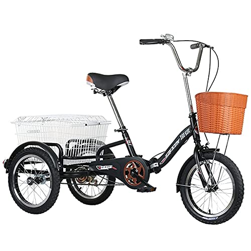 Bicicleta triciclo plegable DINNA de 16 pulgadas para adultos, monocarga, con canasto grande y timbre, para recreo, compras y ejercicio miniatura 2