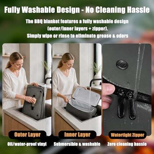 Image of BBQ Blanket for Resting Meat, 270 Opening Leak-Proof Insulated Meat Resting Bag with Butcher Paper, BBQ Brisket Blanket for Pork Shoulder /Steak /Turkey, Smoker Grilling Accessories Gifts for Men /Dad