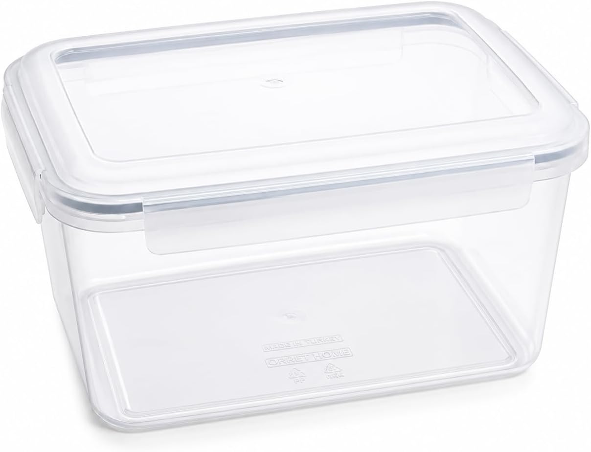 Orret Home 7000 Ml Sızdırmaz Şeffaf Contalı Kilitli Saklama Kabı, PP Plastik Gıda Saklama Kutusu, Kapaklı Buzdolabı Düzenleyici, Mutfak ve Erzak Kabı, İstiflenebilir Çok Amaçlı Organizer (ASORTİ RENK
