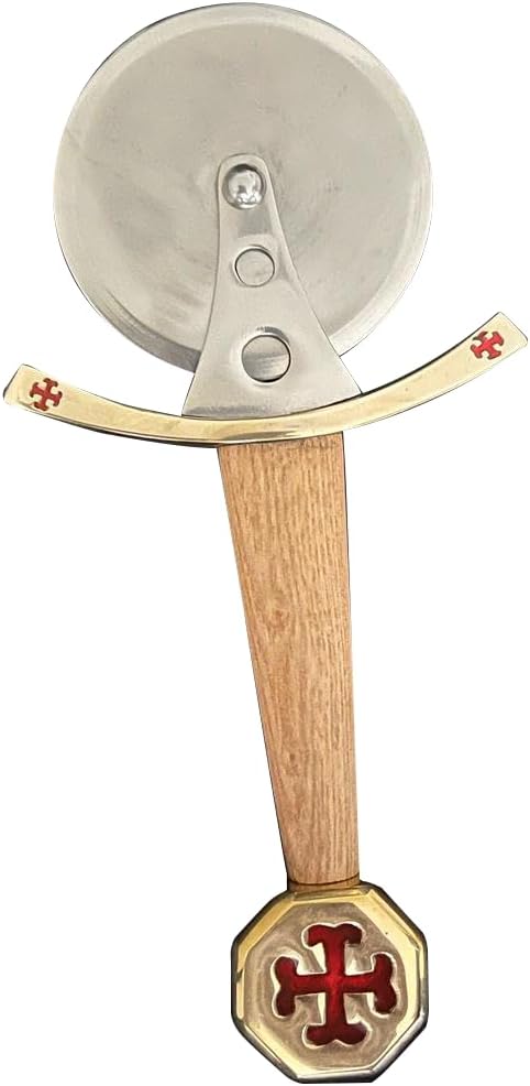 Pizza cutter Templer with (SS Blade) Sword Design Handle, Premium Wood Straight Blade
