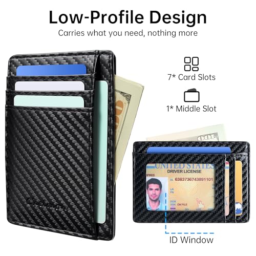 Image of Chelmon Slim Wallet for Men, Minimalist Front Pocket RFID Blocking Credit Card Holder
