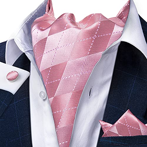 Image of DiBanGu Silk Woven Ascot Cravat with Pocket Square Set for Men | Paisley Ascot,Wrinkle-Resistant,Silky Smooth,Easy to Match,Cufflinks,Tie Ring,Wedding,Ceremonies,Party Occasions,Banquet