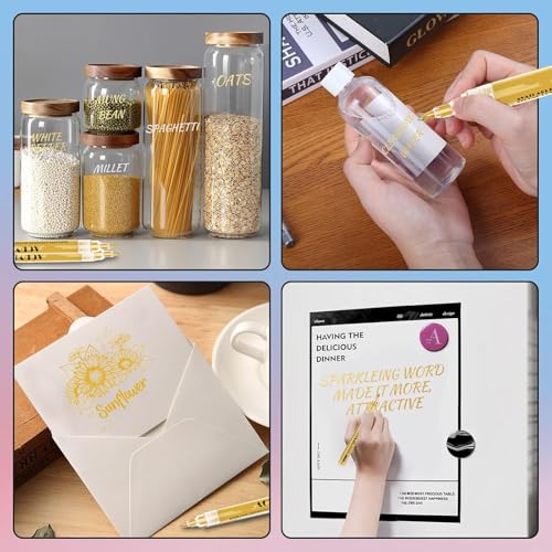 Nurila 3er-Set Acryl Stifte Gold,Goldstift 0.7/1.0/2.0 MM, Goldener Stift Stark Deckendes Handlettering Set Für DIY-Projekte Steinmalerei, Keramik, Holz, Glas, Metall, Kunststoff